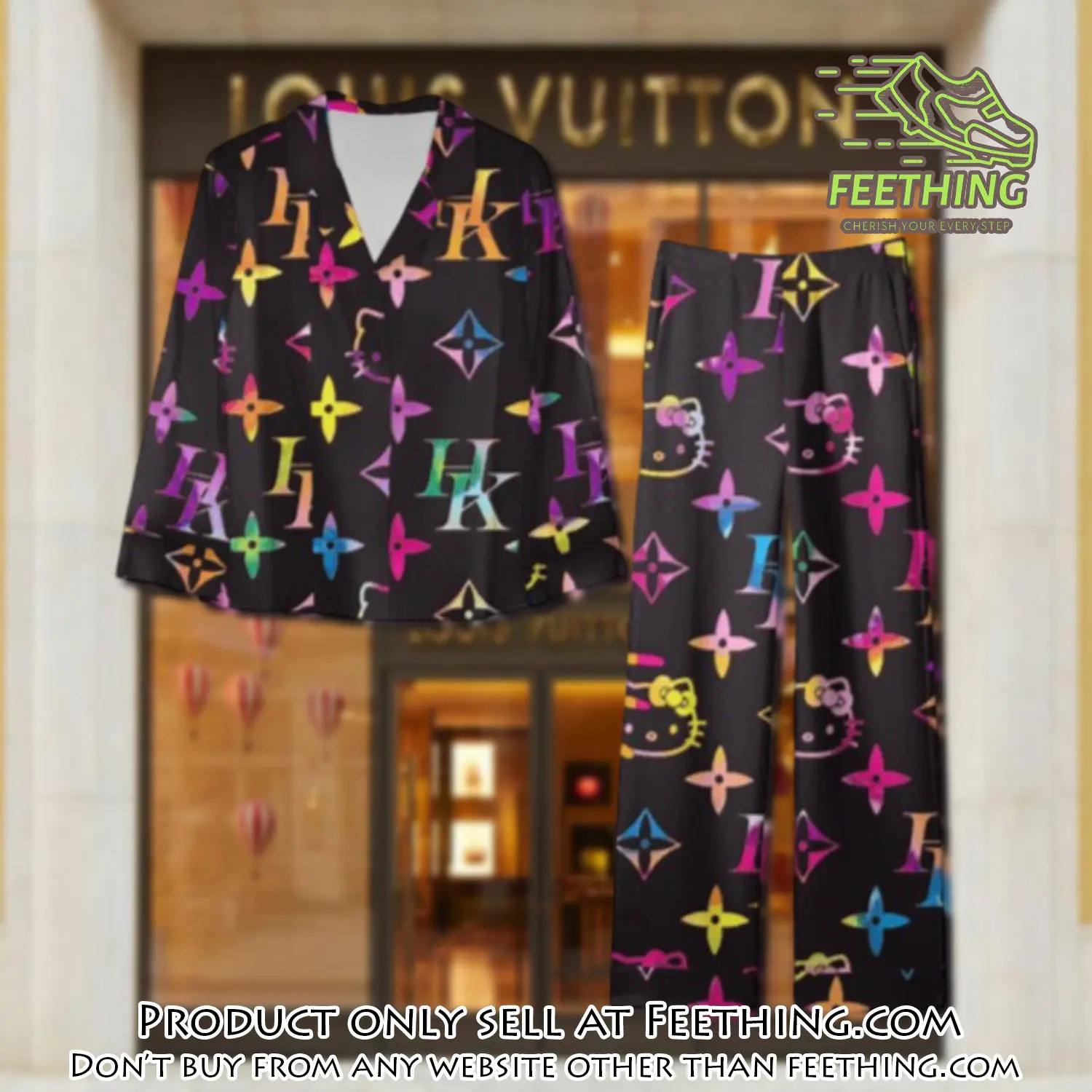 Trending luxury lv satin pajama set pjs1098 ft5906729